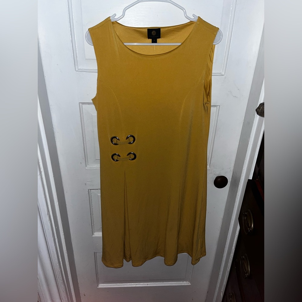 NWT JM Collection Grommet Detail Yellow Swing Dress